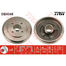 DB4348 TRW Тормозной барабан