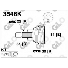 3548K GLO Шарнирный комплект, приводной вал