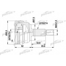PCV1317 PATRON Шарнирный комплект, приводной вал