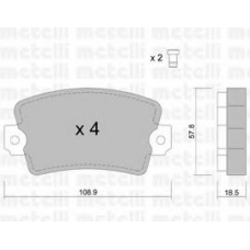 22-0186-0 METELLI Комплект тормозных колодок, дисковый тормоз