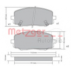 1170588 METZGER Комплект тормозных колодок, дисковый тормоз
