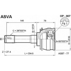 OP-807 ASVA Шарнирный комплект, приводной вал