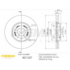 BD-1557 FREMAX Тормозной диск