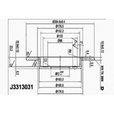 J3313031 NIPPARTS Тормозной диск