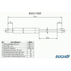 BGS11085 BUGIAD Газовая пружина, крышка багажник