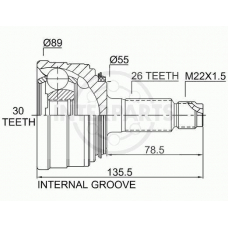 OJ-0808 InterParts Шарнирный комплект, приводной вал
