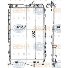 8MK 376 765-164 HELLA Радиатор, охлаждение двигателя