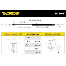 ML5195 MONROE Газовая пружина, капот