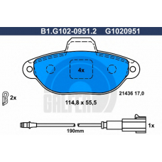 B1.G102-0951.2 GALFER Комплект тормозных колодок, дисковый тормоз