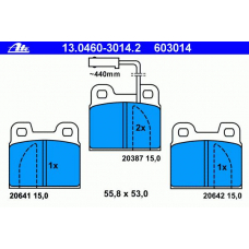 13.0460-3014.2 ATE Комплект тормозных колодок, дисковый тормоз