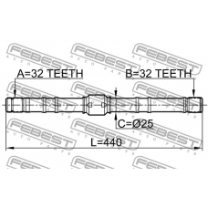 0212-SR20RH FEBEST Приводной вал