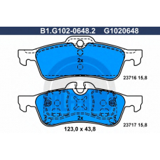 B1.G102-0648.2 GALFER Комплект тормозных колодок, дисковый тормоз