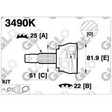 3490K GLO Шарнирный комплект, приводной вал