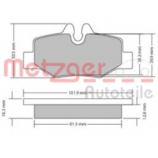 1170128 METZGER Комплект тормозных колодок, дисковый тормоз
