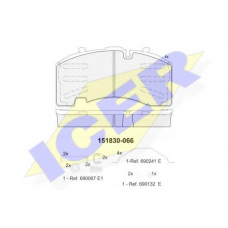 151830-066 ICER Комплект тормозных колодок, дисковый тормоз