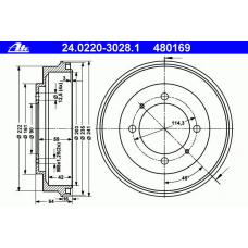 24.0220-3028.1 ATE Тормозной барабан