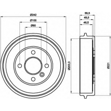 8DT 355 301-341 HELLA Тормозной барабан