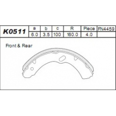 K0511 ASIMCO Комплект тормозных колодок