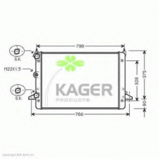 31-3166 KAGER Радиатор, охлаждение двигателя