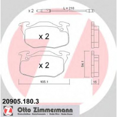 20905.180.3 ZIMMERMANN Комплект тормозных колодок, дисковый тормоз