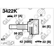 3422K GLO Шарнирный комплект, приводной вал