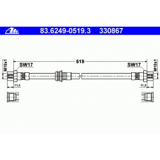 83.6249-0519.3 ATE Тормозной шланг