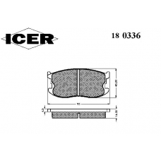 180336 ICER Комплект тормозных колодок, дисковый тормоз