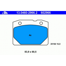13.0460-2966.2 ATE Комплект тормозных колодок, дисковый тормоз