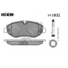 141832 ICER Комплект тормозных колодок, дисковый тормоз