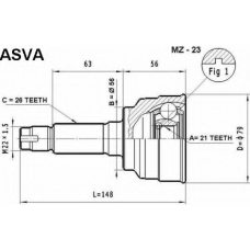 MZ-23 ASVA Шарнирный комплект, приводной вал