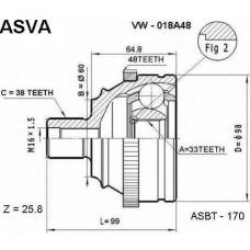 VW-018A48 ASVA Шарнирный комплект, приводной вал