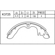 K3725 ASIMCO Комплект тормозных колодок
