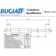 BGS11126 BUGIAD Газовая пружина, крышка багажник