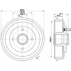 8DT 355 300-261 HELLA Тормозной барабан