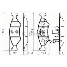 0 986 494 547 BOSCH Комплект тормозных колодок, дисковый тормоз