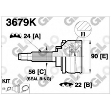 3679K GLO Шарнирный комплект, приводной вал