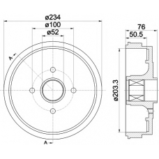 8DT 355 300-671 HELLA PAGID Тормозной барабан