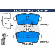 B1.G120-1380.2 GALFER Комплект тормозных колодок, дисковый тормоз