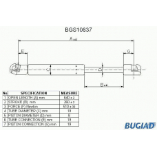 BGS10837 BUGIAD Газовая пружина, крышка багажник