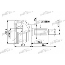 PCV1404 PATRON Шарнирный комплект, приводной вал