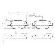 0 986 TB2 414 BOSCH Комплект тормозных колодок, дисковый тормоз