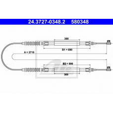 24.3727-0348.2 ATE Трос, стояночная тормозная система