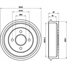 8DT 355 302-341 HELLA Тормозной барабан