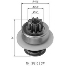940113020034 MAGNETI MARELLI Ведущая шестерня, стартер