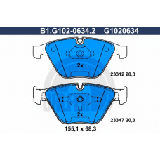 B1.G102-0634.2 GALFER Комплект тормозных колодок, дисковый тормоз