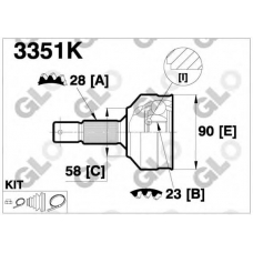 3351K GLO Шарнирный комплект, приводной вал