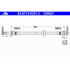 83.6113-0321.3 ATE Тормозной шланг