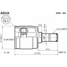 HNIP-551 ASVA Шарнирный комплект, приводной вал