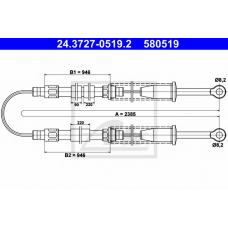 24.3727-0519.2 ATE Трос, стояночная тормозная система