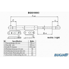 BGS10893 BUGIAD Газовая пружина, крышка багажник